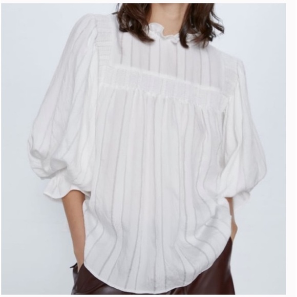 Zara high ruffled collar blouse EUC - Picture 2 of 10
